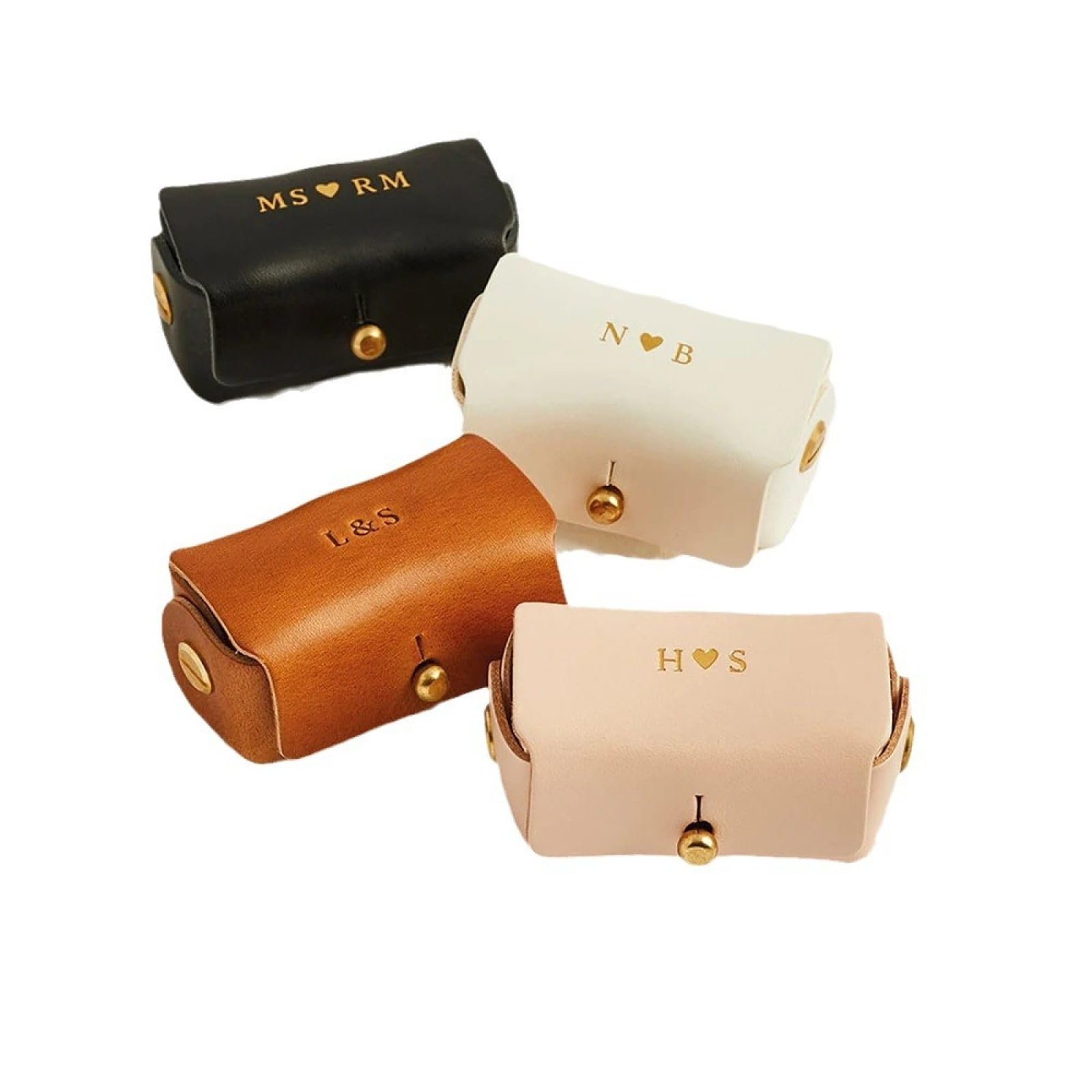 KQISAN Caja De Anillo De Boda Con Inicial Personalizada Para Collar De Perro | Porta Anillos De Bodas De Cuero Para Mascotas | Regalo Personalizado De La Bolsa Del Anillo De Bodas Del Perro Del Portador Del