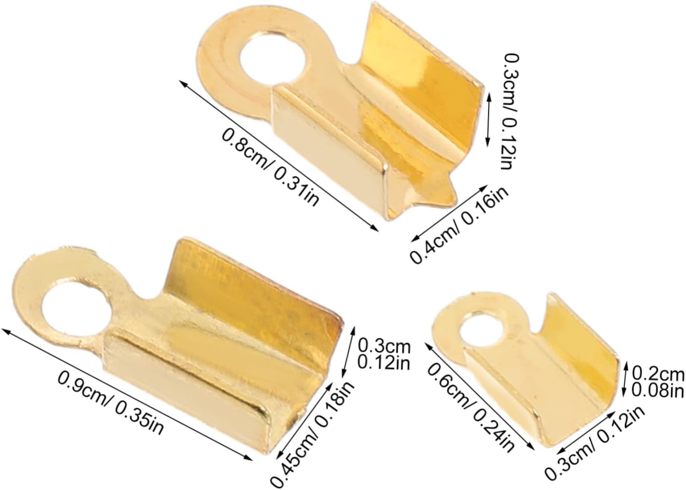 Metal Fold Over Cord Ends for Leathercrafters 300pcs