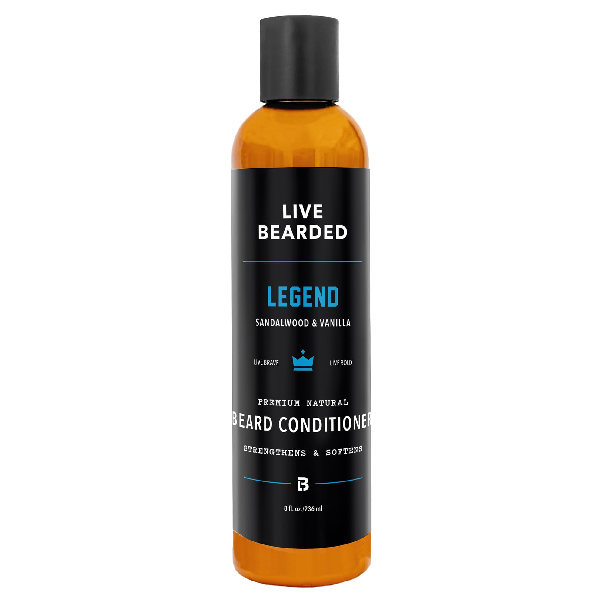Live Bearded Beard Conditioner, 8 fl oz - Strengthens and Softens Facial Hair - Made in the USA - All-Natural Ingredients with Biotin, Caffeine |