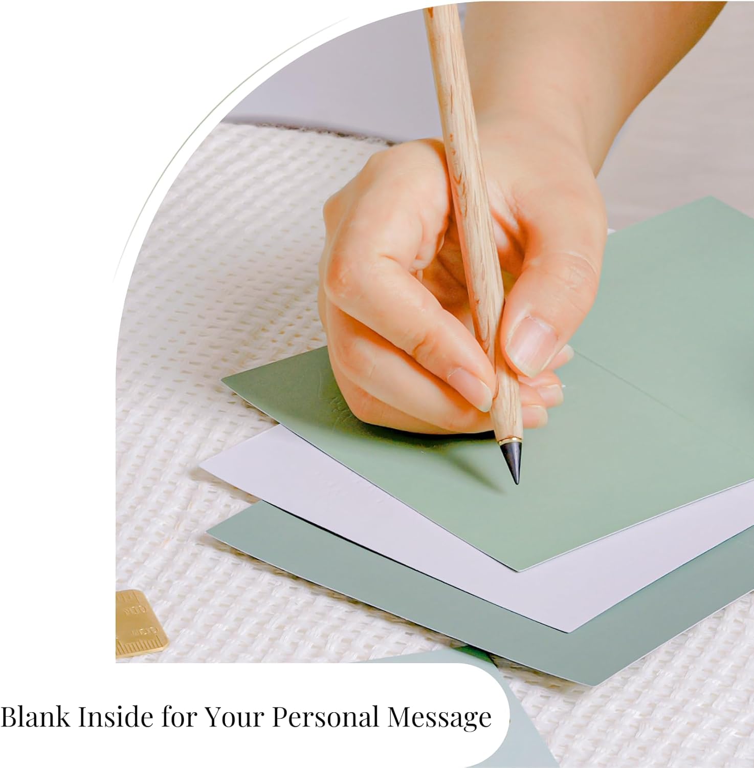 Gold Foil Thank You Cards - Bulk Pack of 40, 5x3.5 Inch with Matching Stickers & Envelopes (Green) Textured Surface for a Unique Feel - Suitable for Baby Shower, Wedding, Small Business, Graduation - Image 5