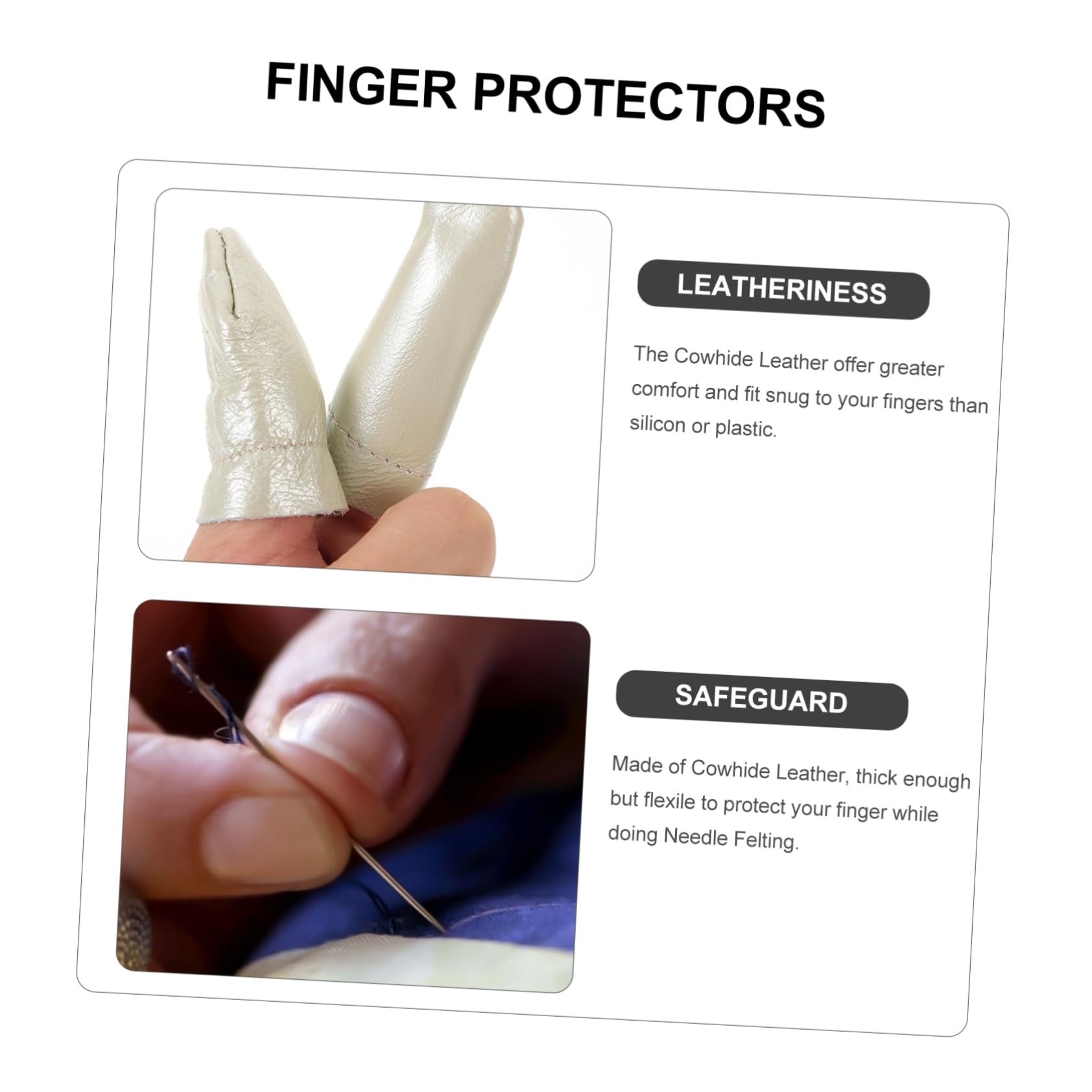NUOBESTY Cunas Para Los Dedos Suministros De Tejer 6 Piezas guantes para costura manual dedal tejer Fieltro de la aguja protector de dedos Protector De Pulgar Tapones Para Los Dedos