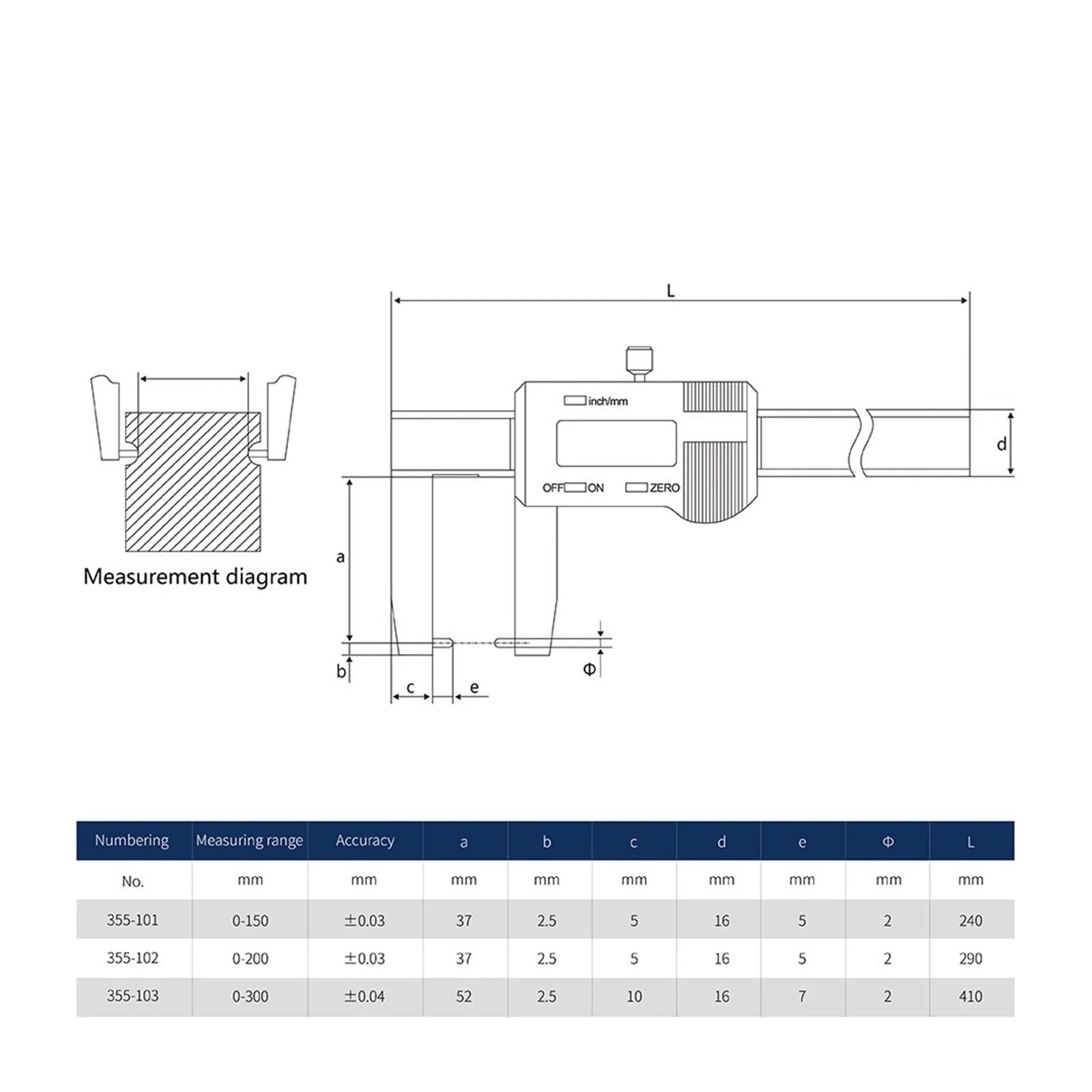 Suwmiarka elektroniczna 0-150 mm, 0-200 mm, 0-300 mm, metryczna i calowa, z końcówką do pomiaru łukowego rowka zewnętrznego, z wyświetlaczem cyfrowym,0150mm