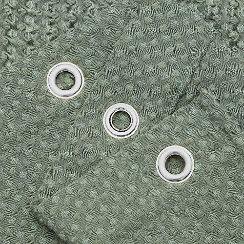 Image of Waffle Weave Fabric Shower Curtain Heavyweight 230 GSM, Hotel Luxury, Machine Washable, Sage Green Pique Diamond Pattern, 71 x 72 inches Decorative Bathroom Curtains