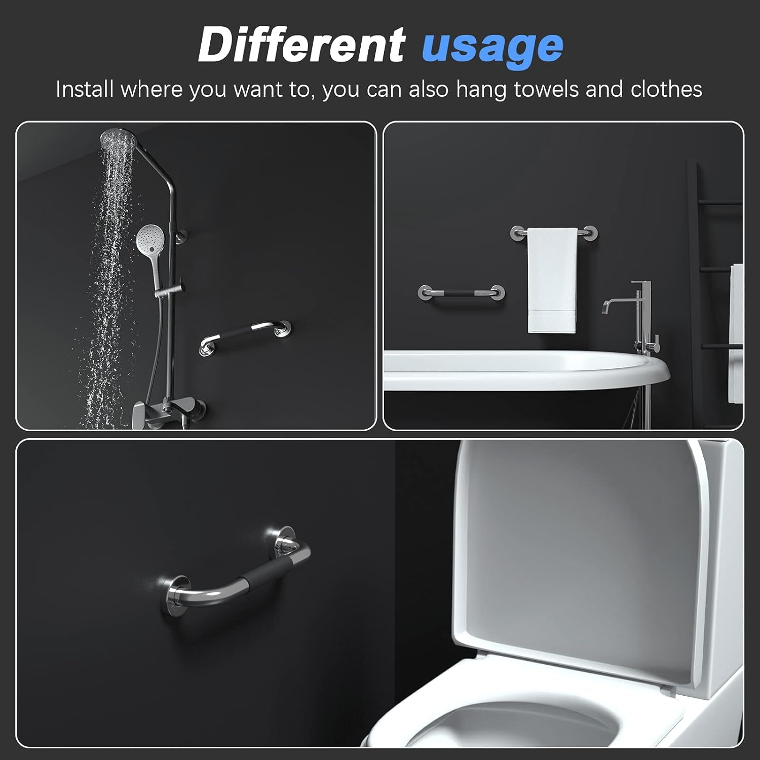 iSTAR Paper Towel Holder β 15 Inch Self-Adhesive or Drilling Wall Mounted Kitchen Roll Holder, Under Cabinet Tissue Holder, Rustproof Space Saving Organizer for Kitchen & Bathroom, Pack of 1, Black 4