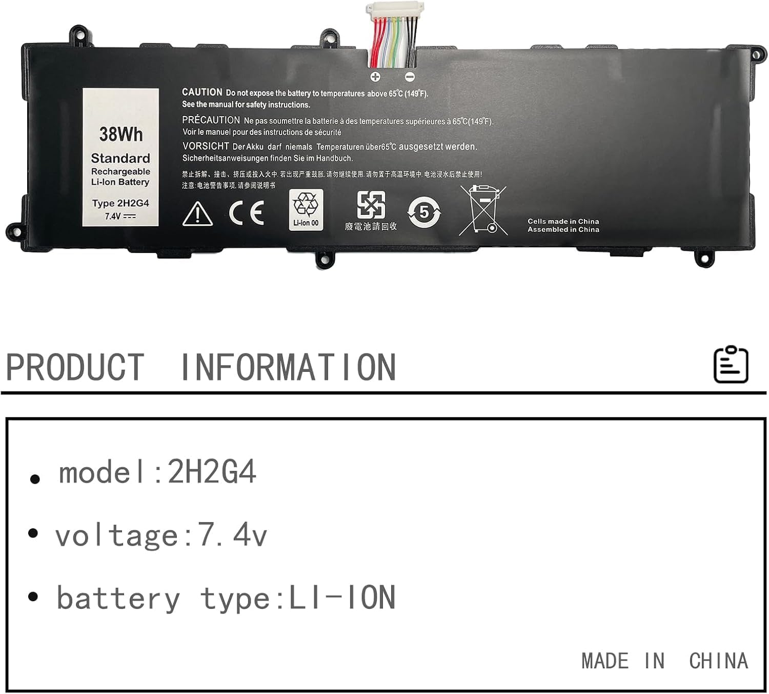 2H2G4 21CP5/63/105 2217-2548 TXJ69 HFRC3 Laptop Battery Replacement for Dell Venue 11 Pro 7140 Series (7.4V 38Wh)