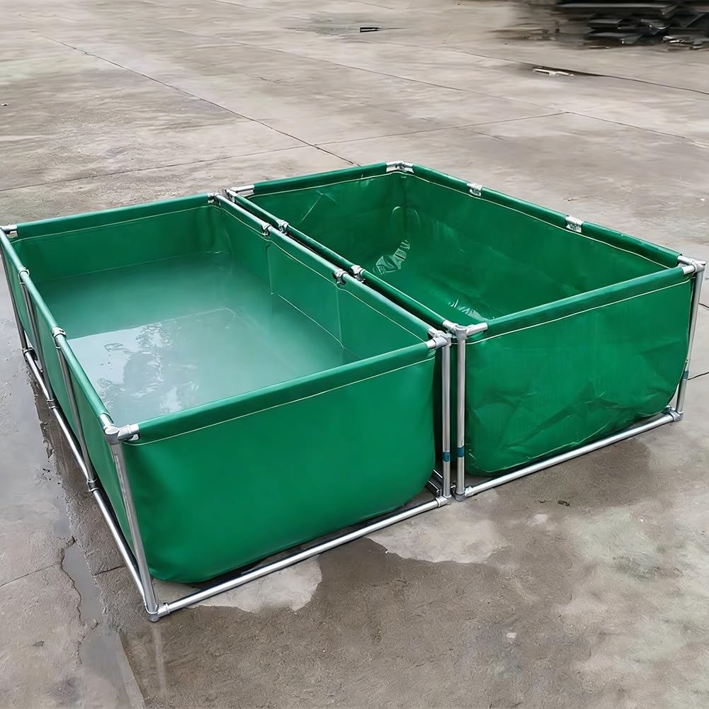 Zbiornik do stawu koi z PCW, duże stawy rybne z PCW do koi i złotych rybek, zbiornik do akwakultury 1,5 x 1 x 0,9 m z ramami ze stali nierdzewnej 304, zaworami drenażowymi i panelami widokowymi