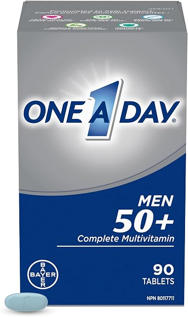 One A Day Multivitamin For Men 50 Plus - Daily Vitamins For Men With Vitamins A, B, C, D, E, Calcium, Selenium, Magnesium And Zinc To Support Immune, Bone, Heart And Eye Health, And Energy, 90 Tablets