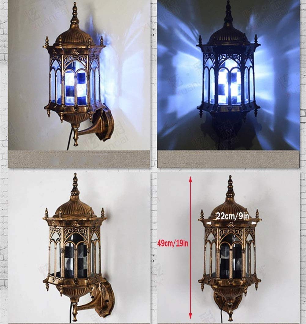 Lampada da Parete Esterna per Barbiere, 49 cm/19 Pollici, Luce LED, insegna Luminosa Rotante per Salone di Parrucchiere, Stile retrò, Lampada da Negozio Impermeabile e montabile, E