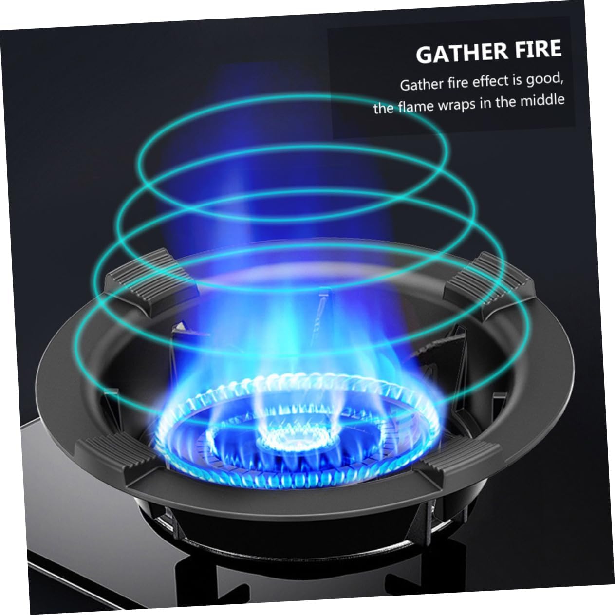 Gas Stove Windshield Cover Cast Iron Wok Support for Home Kitchen 4-Prong Gas Range Accessory Energy-Saving Hob Windscreen