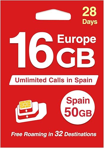 Tarjeta SIM prepagada europea Datos de itinerancia de la UE 14GB Viaje en 32 países (España 50GB+Llamadas ilimitadas) Uso de viajeros de hotspot