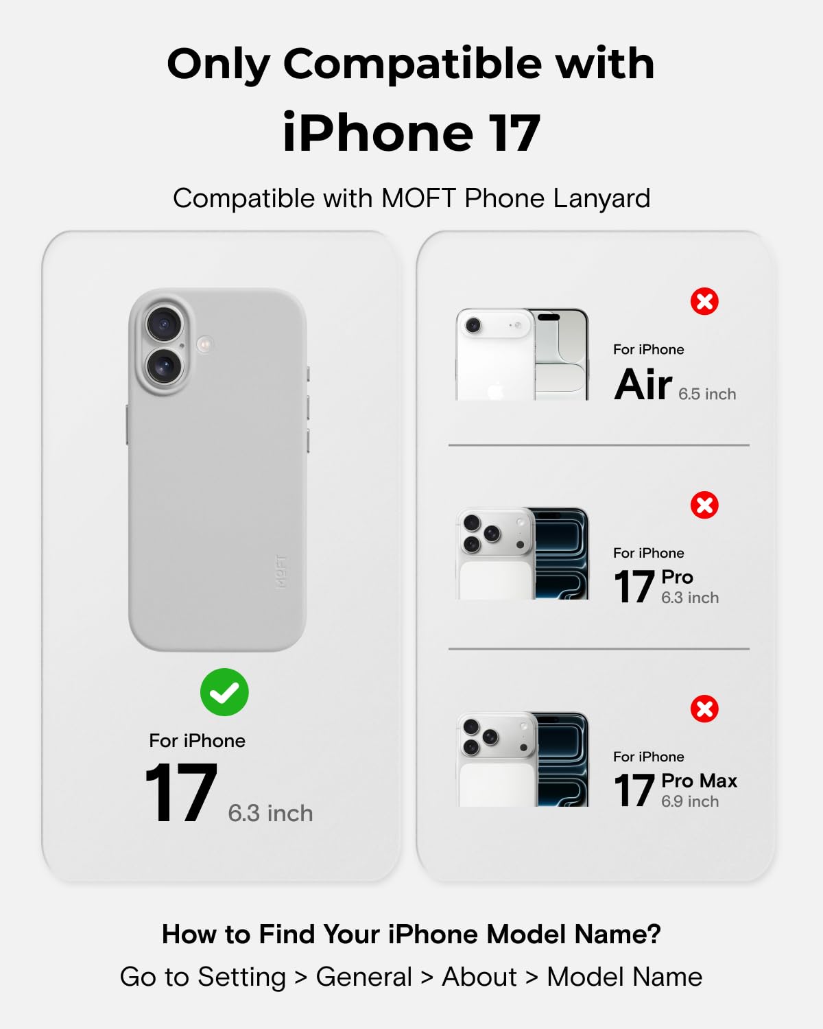 MOFT Movas Funda de Piel Vegana magnética para iPhone 17, Agarre Suave, retención de Color, Resistente a Las Manchas, fácil de Limpiar, Grisalla