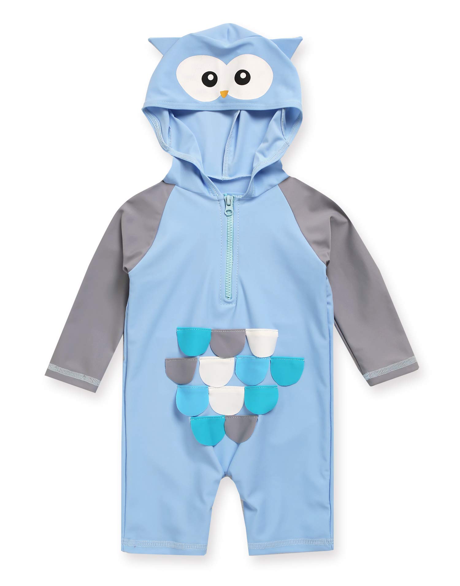 VAENAIT BABY Zip &amp; Snap Rash Guard Swimsuit, UPF 50+ One-Piece Long Sleeve Swimwear, Quick Dry Infant Beach Suit for 0~2T