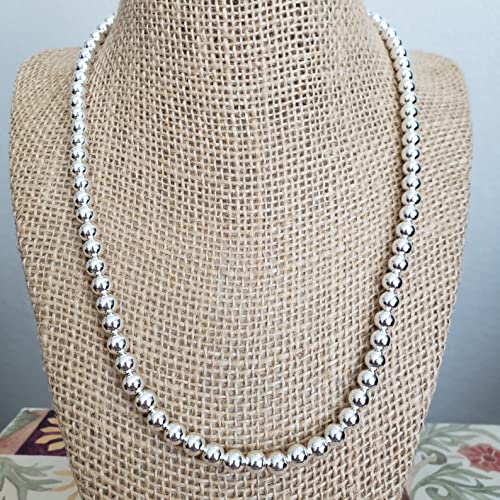 Sterling Silver Italian Bead Ball Chain Necklace - Handmade, 5MM & 6MM, 16-24 Inch, Women's Jewelry4