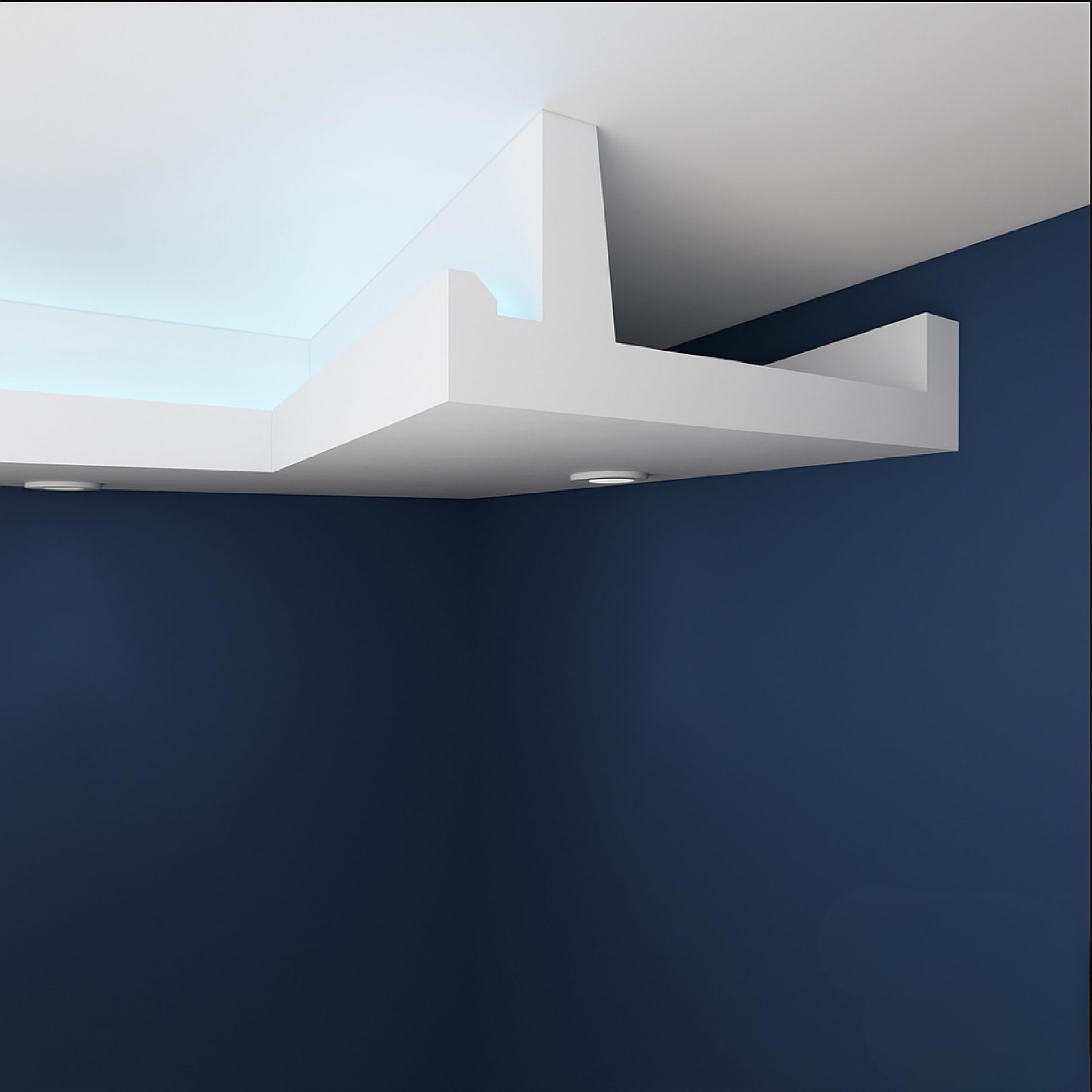 WOLDECOR Premium LED Ceiling Coving Cornice, Lightweight XPS Moulding for Ceilings, Easy DIY Fit, Coving for Ceilings, Paintable Surface, Crack Moisture Resistant Trim (WLS01, External Corner 20cm)