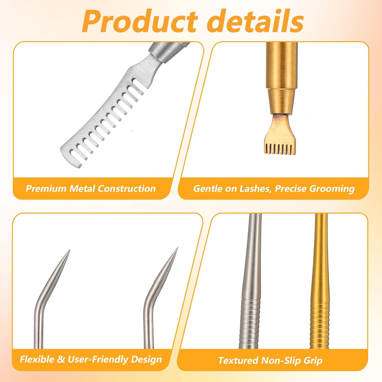 Molain 3PCS 2 in 1 Lash Lift Tool Kit, Stainless Steel Eyelash Separator Comb Professional Lash Perm Lifting Rods Eye lash Separator Tool for Tinting Curling Extension