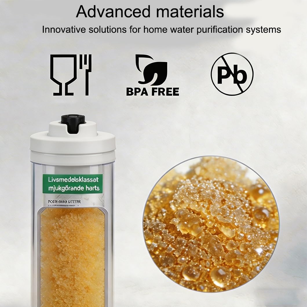 2 cartuchos repuesto ablandador agua resina intercambio catiónico 10 x 2,4in con conexión rápida 1/4in, aptos sistemas purificación estándar toda la casa pulgadas