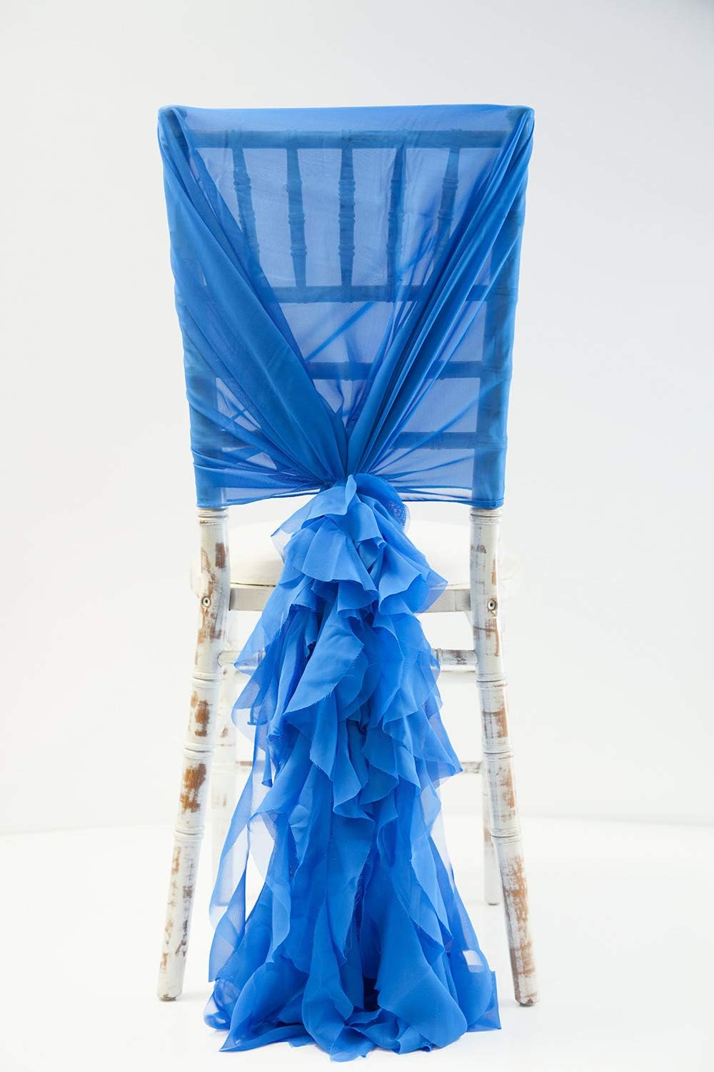 CHIFFON HOODS WITH RUFFLES 20 COLOURS DECOR CHAIR COVER WEDDING SPECIAL