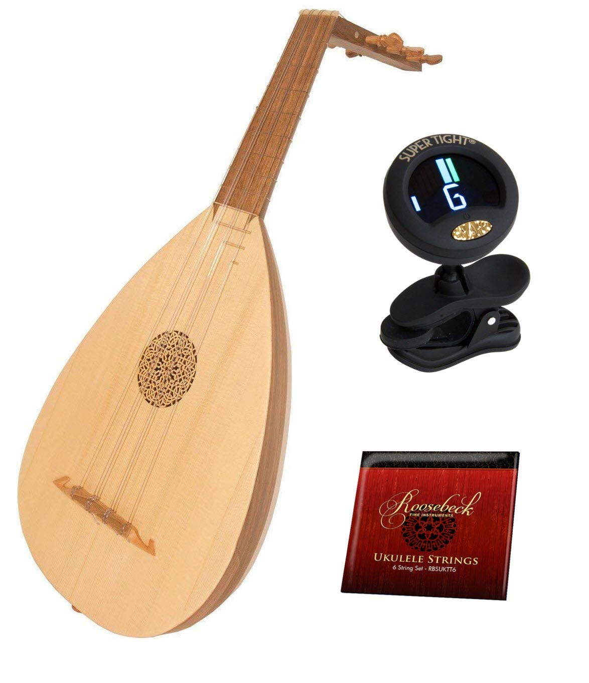 Tenor Lute Ukulele Packing Includes: Roosebeck Tenor Lute-Kulele Variegated Ukulele + Roosebeck Tenor Ukulele Titanium 6-String Set + Snark Clip-On Chromatic Tuner For Guitar, Lute, Oud Dulcimer