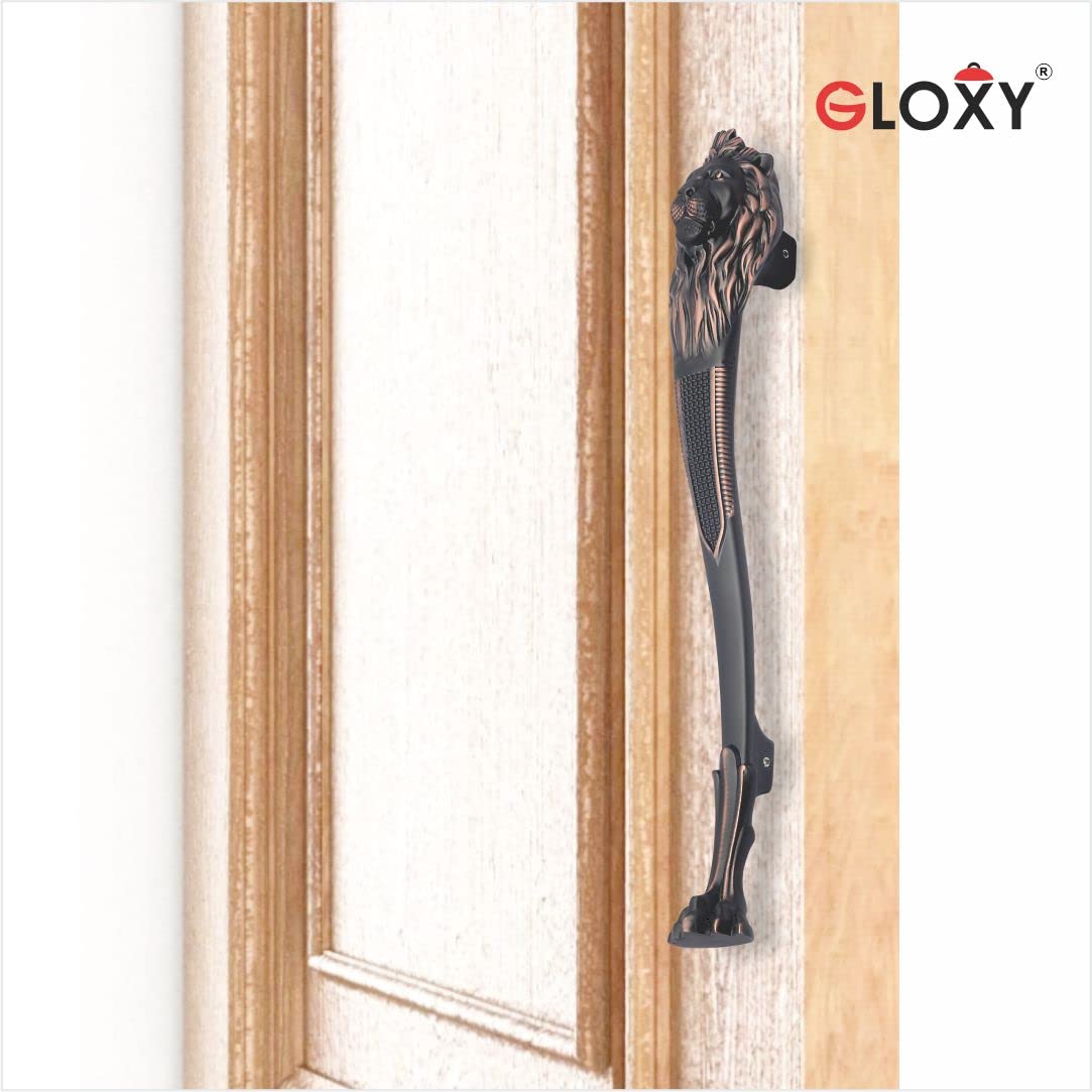 GLOXY ENTERPRISE Aluminum 12 Inch Heavy Duty Lion Shape Door Handle for Main Door Pull Push Brass Door Handle/Home and Door Decor for Home and Office Furniture (Copper Black Finish, Pack of 1) 4