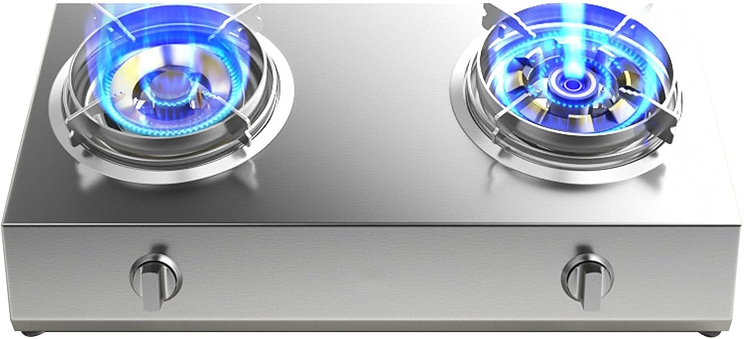 Propane Stove,2 Burners Portable Propane Stove,24566.4BTU High Power Stainless Steel Gas Cooktop for Kitchen Outdoor Camping RV and Apartments (Color : LPG, Size : Style 4)