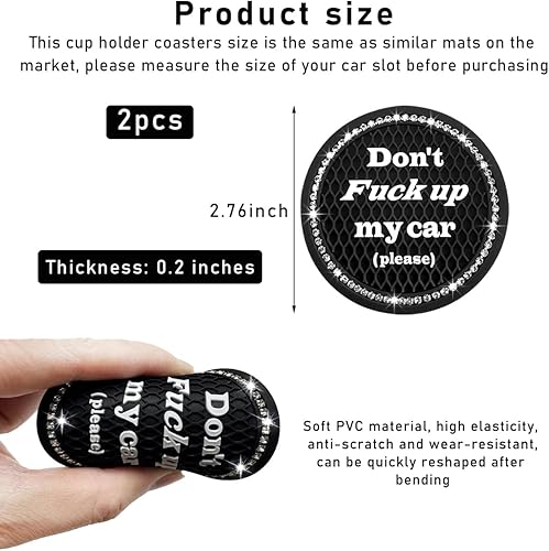 Miniatura 2 de 2 posavasos brillantes para automóvil, 2.75 pulgadas, antideslizantes, con diamantes de imitación, tapete para bebidas automáticas para mujeres y