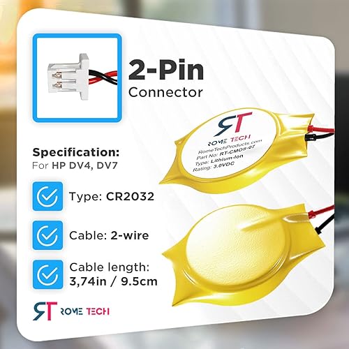 Miniatura 2 de Rome Tech Batería CMOS CR2032 para Dell Precision 7560  Dell Inspiron 5548  Dell Inspiron 9100  Dell Inspiron 9200 - Respaldo para laptop DELL CMOS