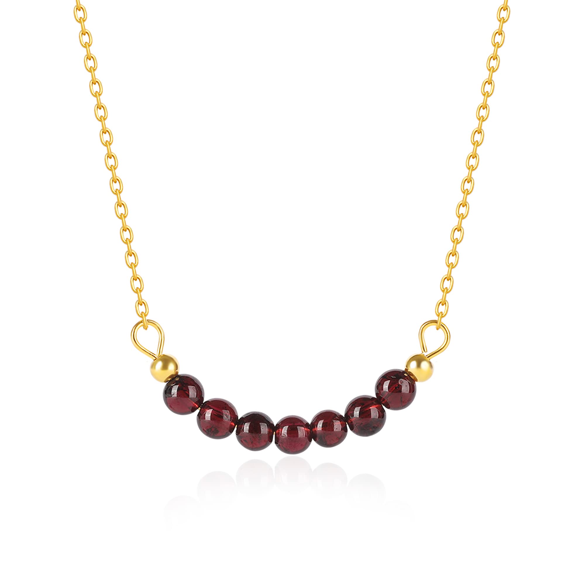 GUOKE Smile Real Crystal Necklace, 6A Natural Birthstone Necklace for Women Healing, Charm Beaded Spiritual Handmade Choker Necklaces 18K Gold Adjustable Chain Gift for Women