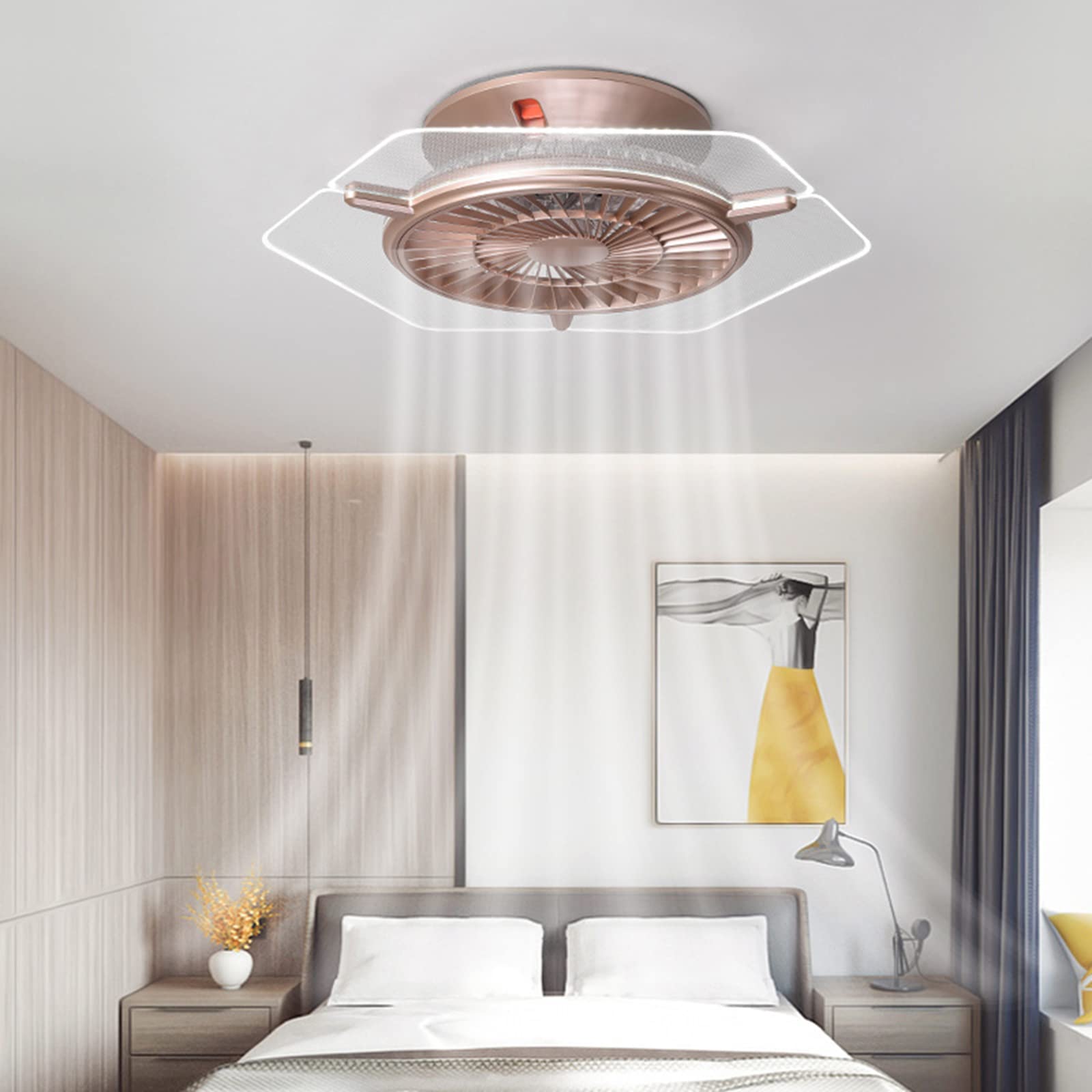 Ventilateur de plafond avec lumières LED 36W et télécommande à 6 vitesses