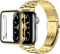 Vista 16 de baozai Compatible con Apple Watch Band de 1.929 in con funda, correa de acero inoxidable con protector de pantalla de vidrio templado para Apple