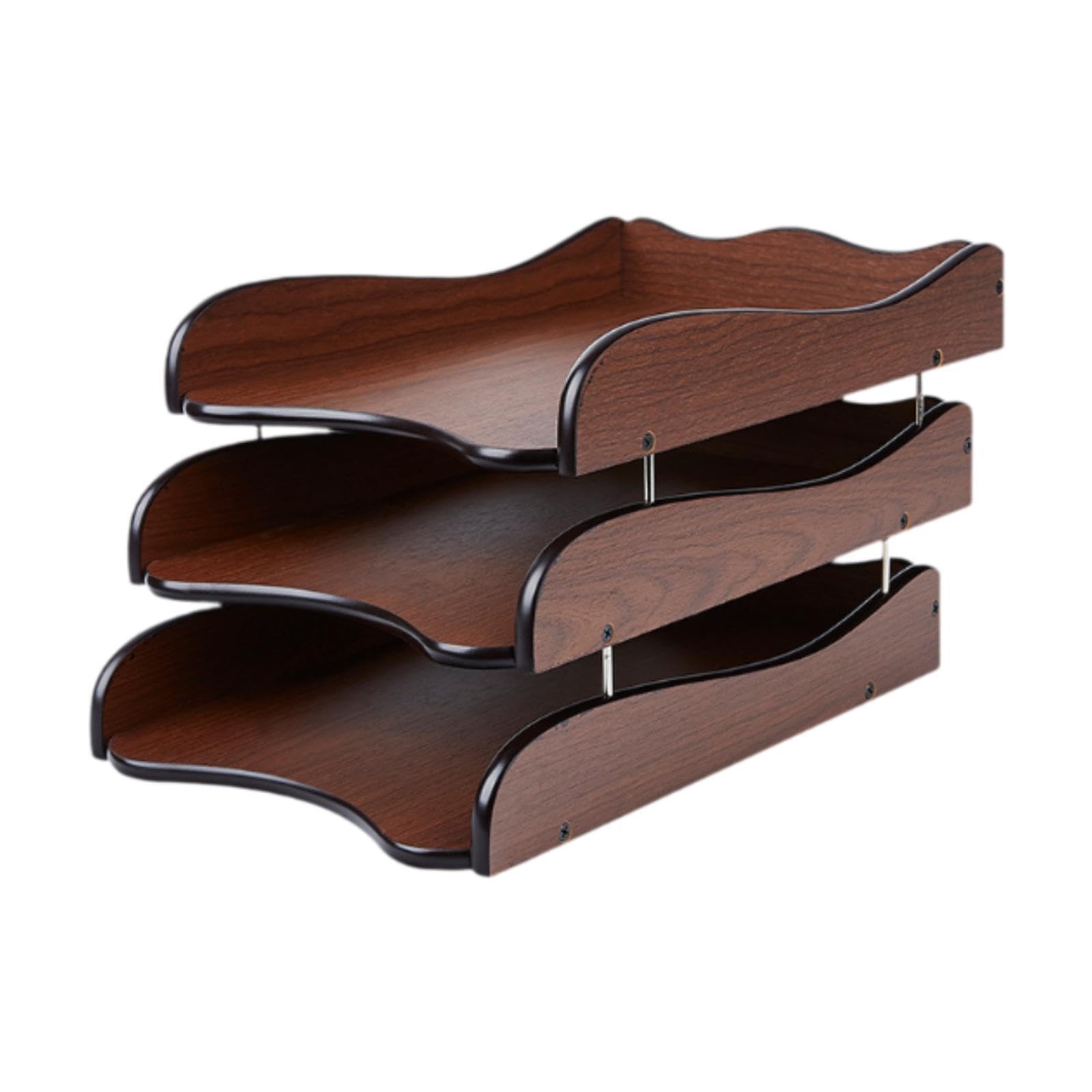 de Madera, Organizador de para Escritorio, Bandeja Apilable para Cartas, Estantes de Madera para Papelería de Oficina Y