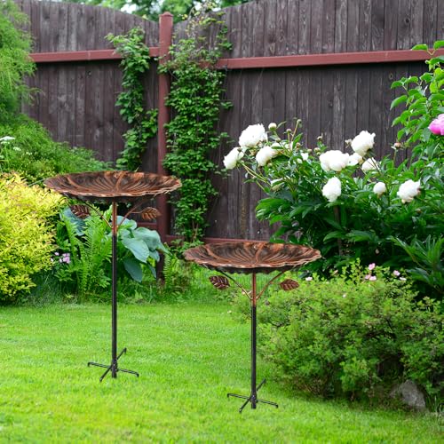 Vogeltränke Stehend Groß, 85cm Metall Vogeltränke Winterfest, 5 Erdspieß, Vogelbad Garten Stehend, Wassertränke Für Vögel, Vogeltränke Garten Frostsicher, Vogelfutterspender Für Terrasse Innenhof