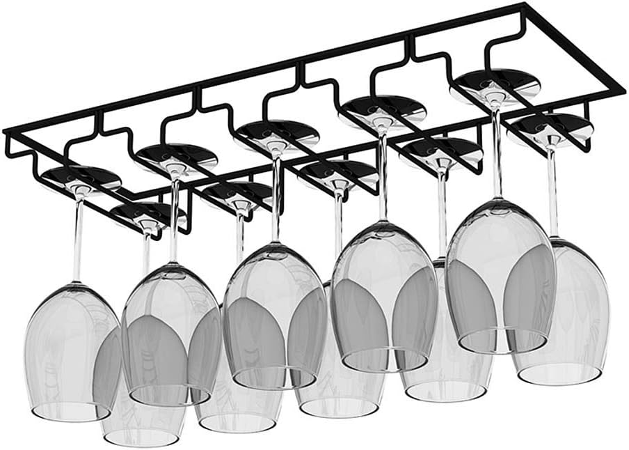 AcornFort W-603 5 Slots 10 Cups Metal Black Under Cabinet Hanging Wine Champagne Glass Goblets Stemware Rack Holder