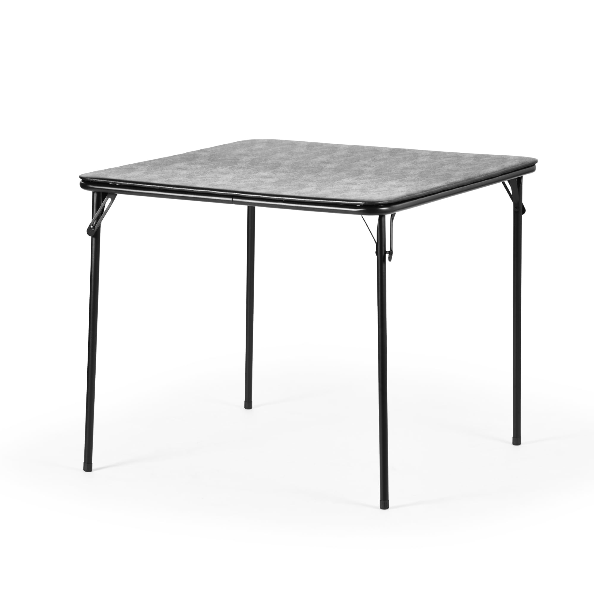 FurnitureR Tables Pliantes Square Noire, Structure Métallique Robuste et MDF Plateau Rembourré en Cuir Synthétique, Pliable et Portable pour Fête à Maison, Camping en Plein Air, Pique-Nique, 86 x 86cm