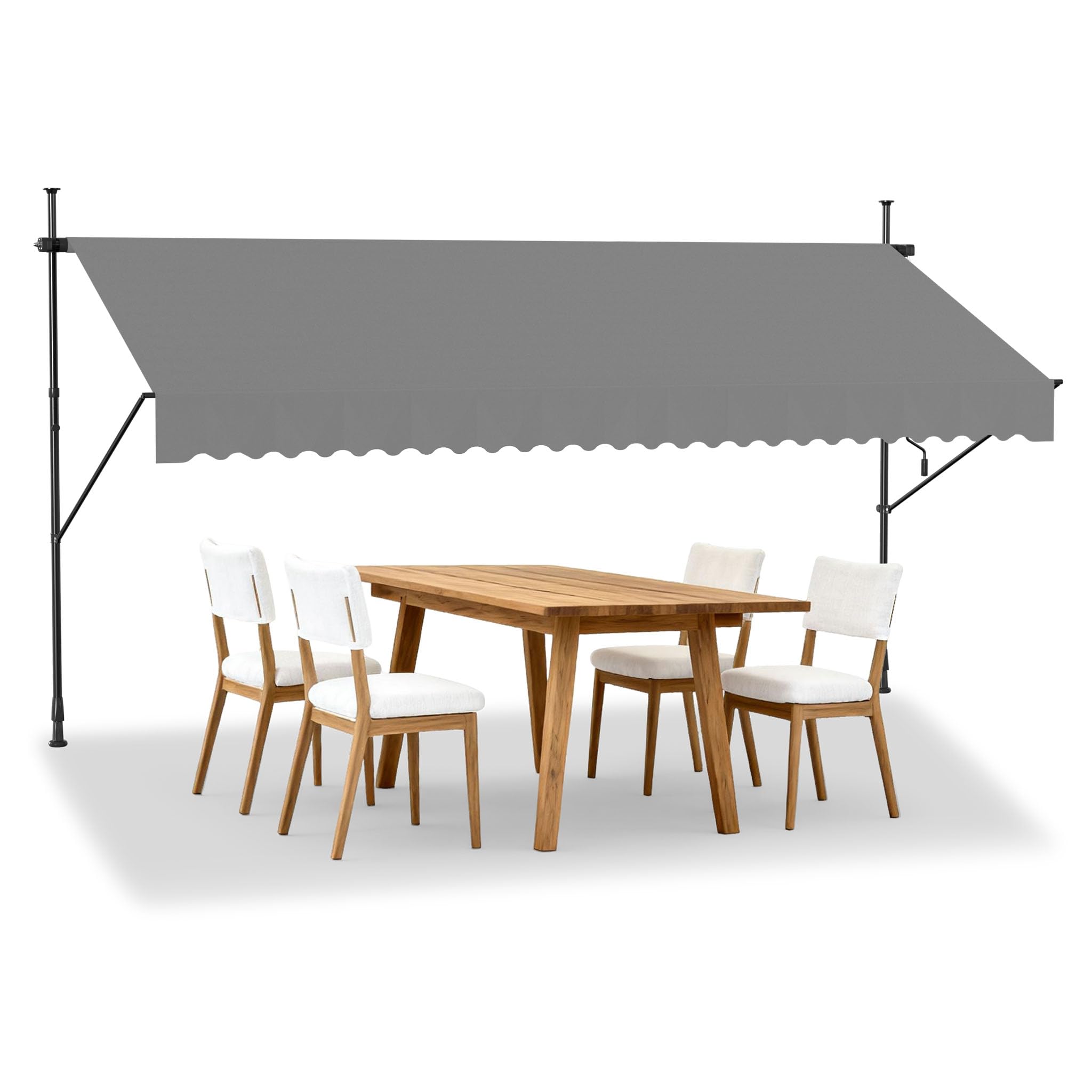 HENGMEI Telescopic Awning Retractable Clamp-On Balcony Awning with Hand Crank, No-Drill UV Protection Sun Shade Canopy for Patio, Garden Terrace Shelter Adjustable (Grey, 350 x 120cm) — image 1