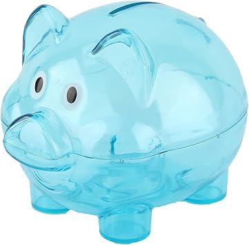 Cute Creative Piggy Money Bank Coin Bank Cartoon Pig Shape Money Box Plastic Home Decoration Best Christmas Birthday Gifts for Kids Boys GirlsBlue