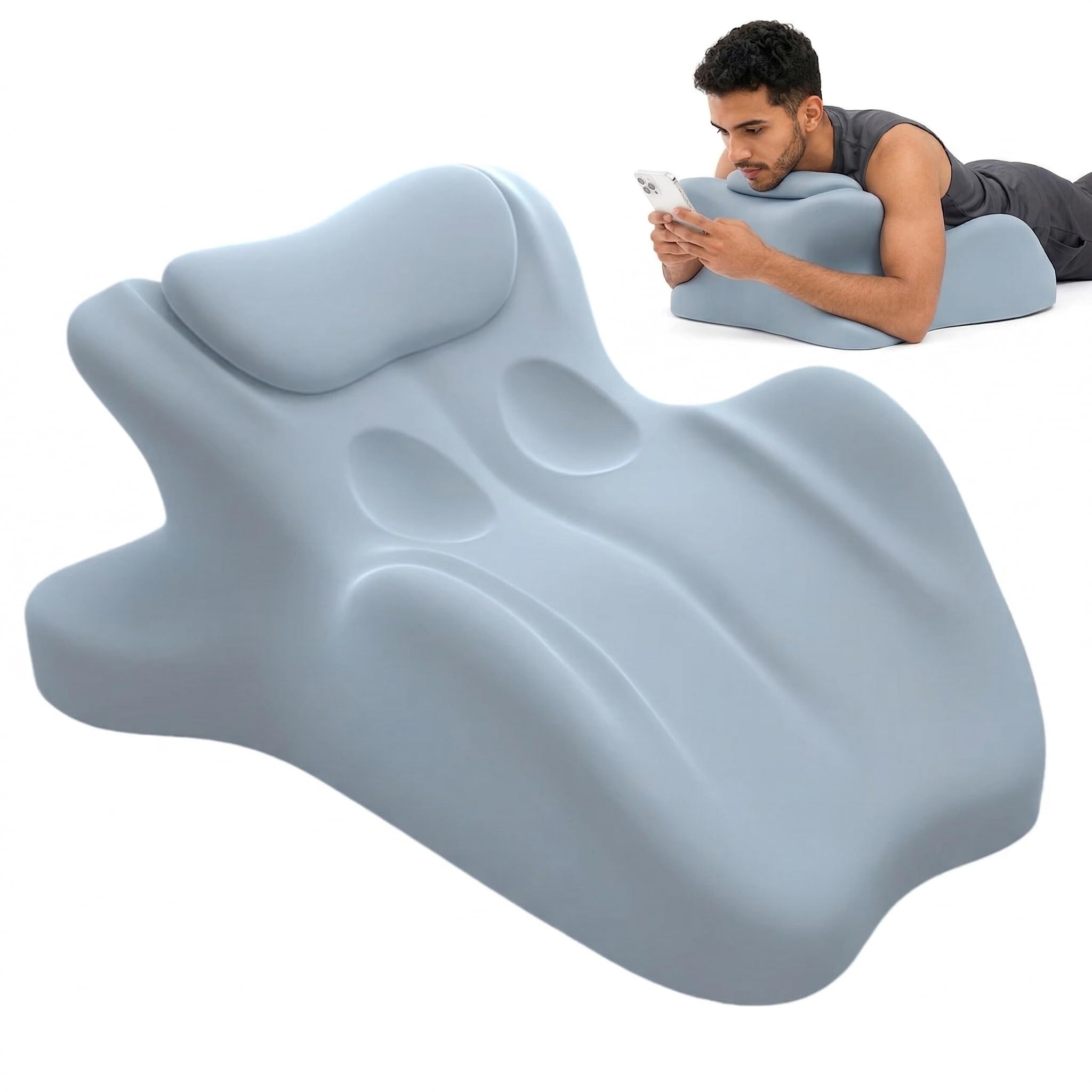 LizhSynergy Contoured Support Pillows Ergonomic Memory Foam Wedge Pillow, 27° Angled Support for Waist and Neck, Multi-Position Support Pillow (Blue)