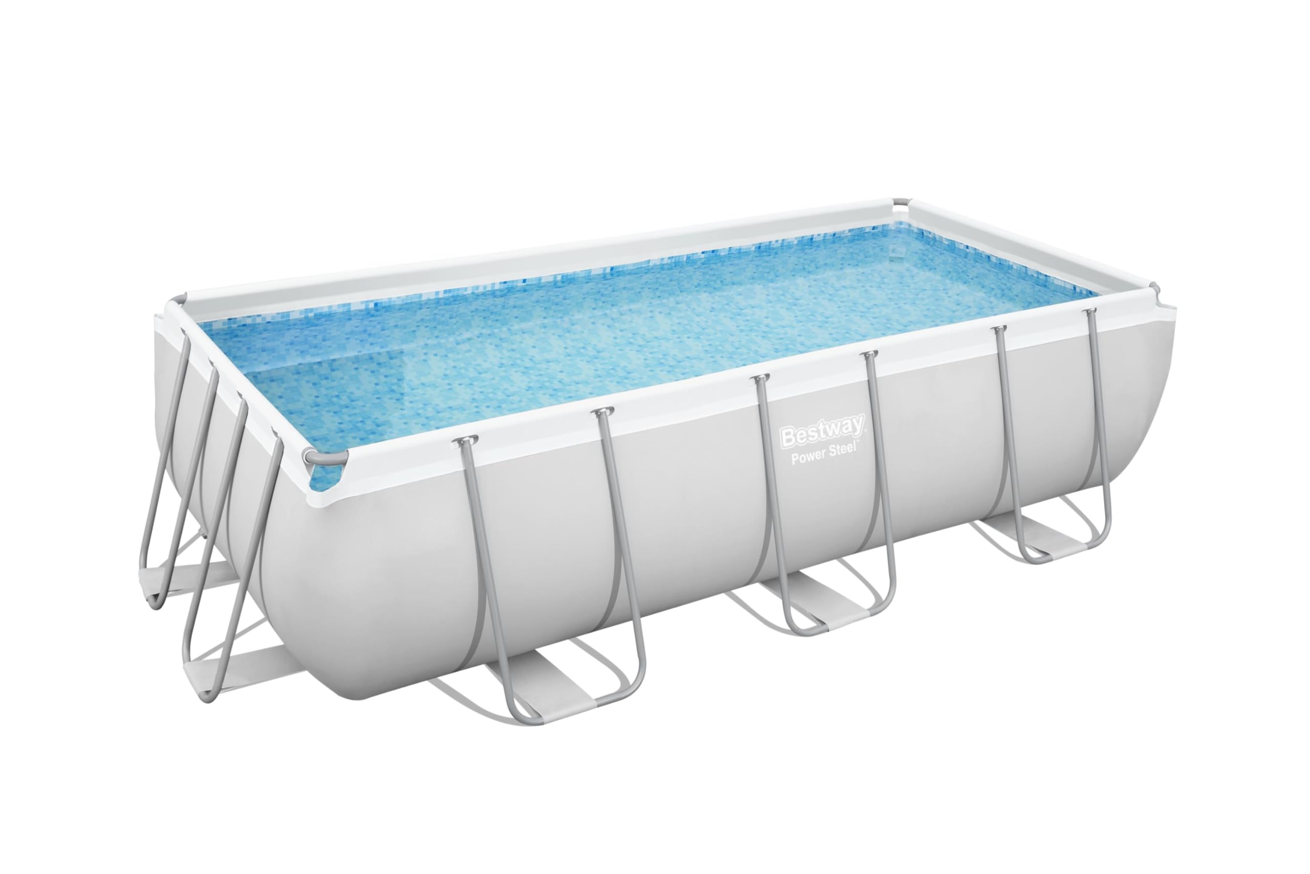 Bestway Power Steel Frame Pool-Set mit Filterpumpe 404 x 201 x 100 cm, lichtgrau, eckig