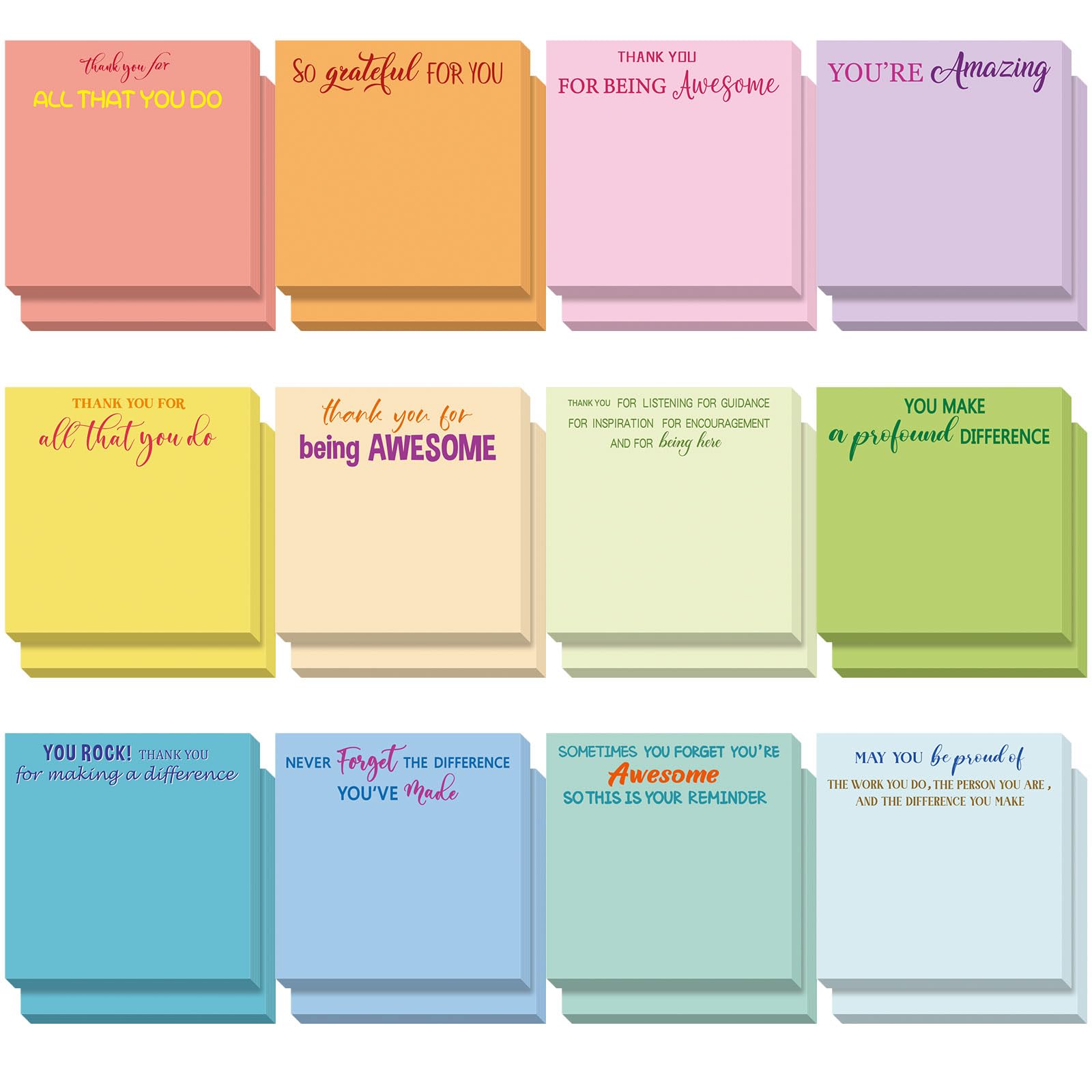 Yinder 24 Pcs Employee Appreciation Sticky Notes New Year Gift Bulk Motivation Sticky Note Pads Inspirational Gift for Teacher Nurse Staff Coworker