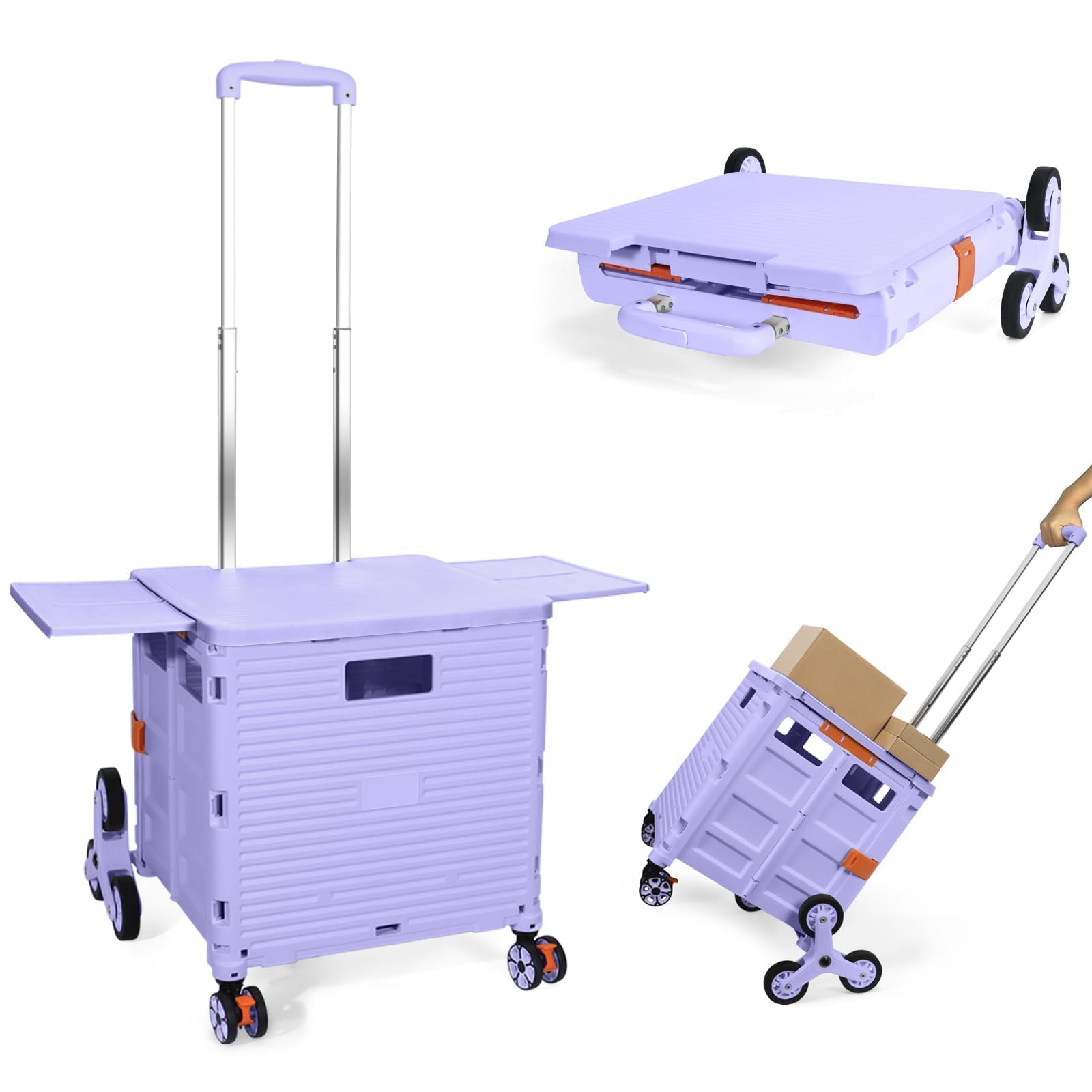Chariot de courses pliable pour monter les escaliers sans effort violet