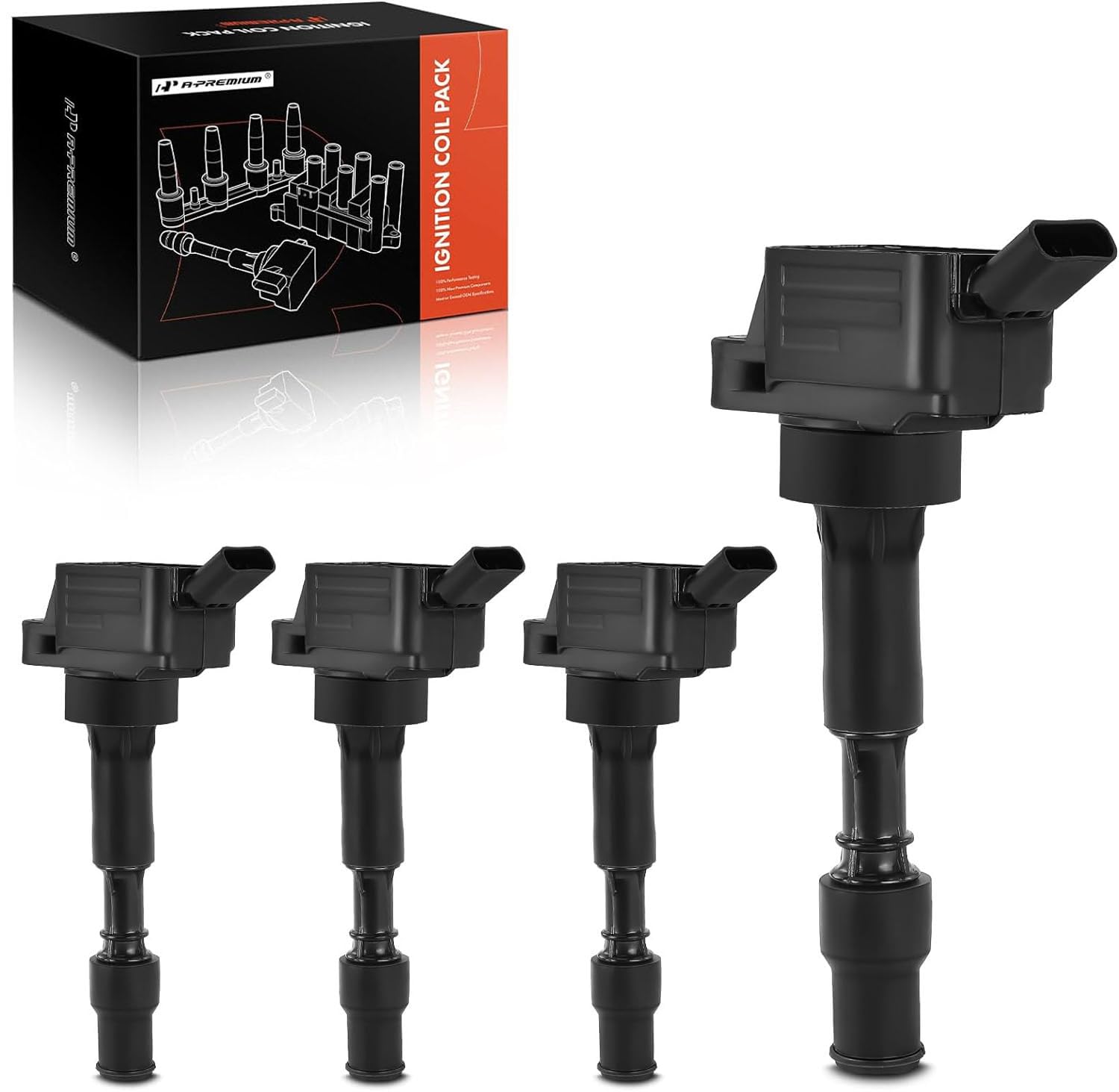 A-Premium Set of 4 Engine Ignition Coil Packs Compatible with Hyundai Elantra 2015-2019, Sonata 2016-2019 & Kia Forte 2016-2019, Optima 2017-2018, for L4 2.0L