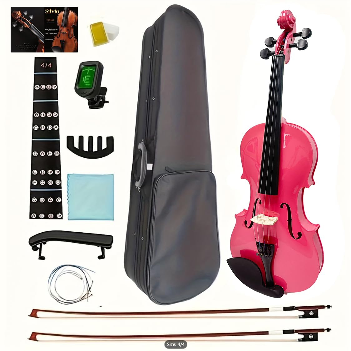 4/4 Full Size Bright Red Violin Set for Adult Beginners - A starter set for beginning violinists, advanced violinists and professionals!