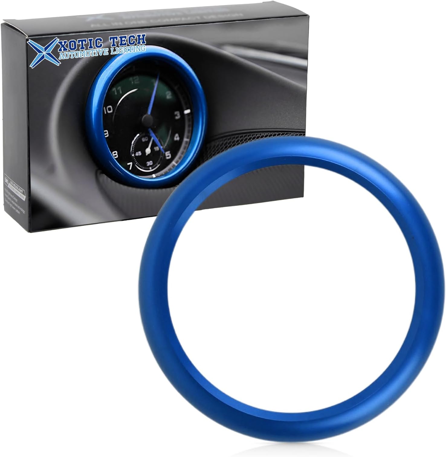 x xotic tech Aluminum Interior Dashboard Center Clock Surrounding Decoration Ring Trim Cover Compatible with Porsche 911, Cayenne,Macan, Panamera Vehicles with Sport Chrono Package, Blue