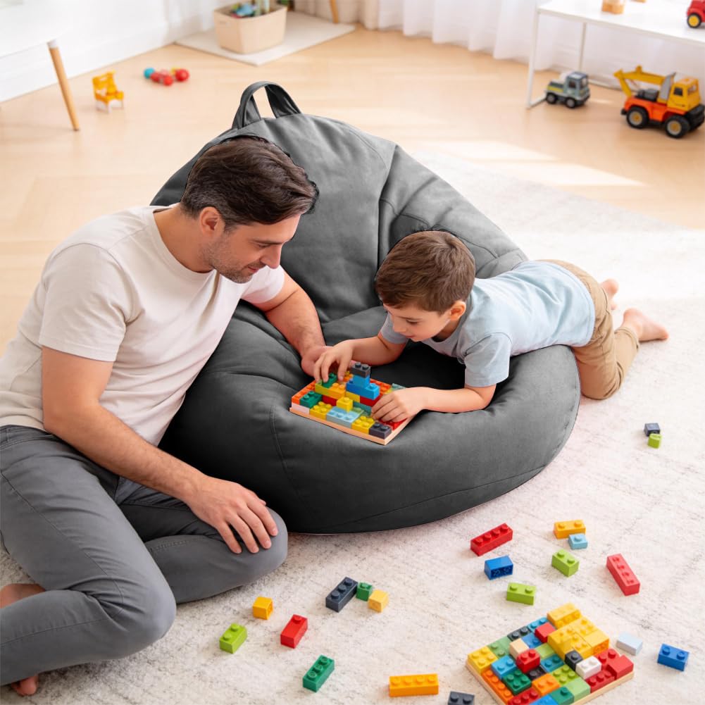 DASIAUTOEM Pouf XL (sans remplissage), Poufs forme goutte uniquement housse, Grand pouf de jeu XL Bean Bag Chair, Pouf sans remplissage pour salon chambre des enfants canapé extérieur déco, 100x120 cm