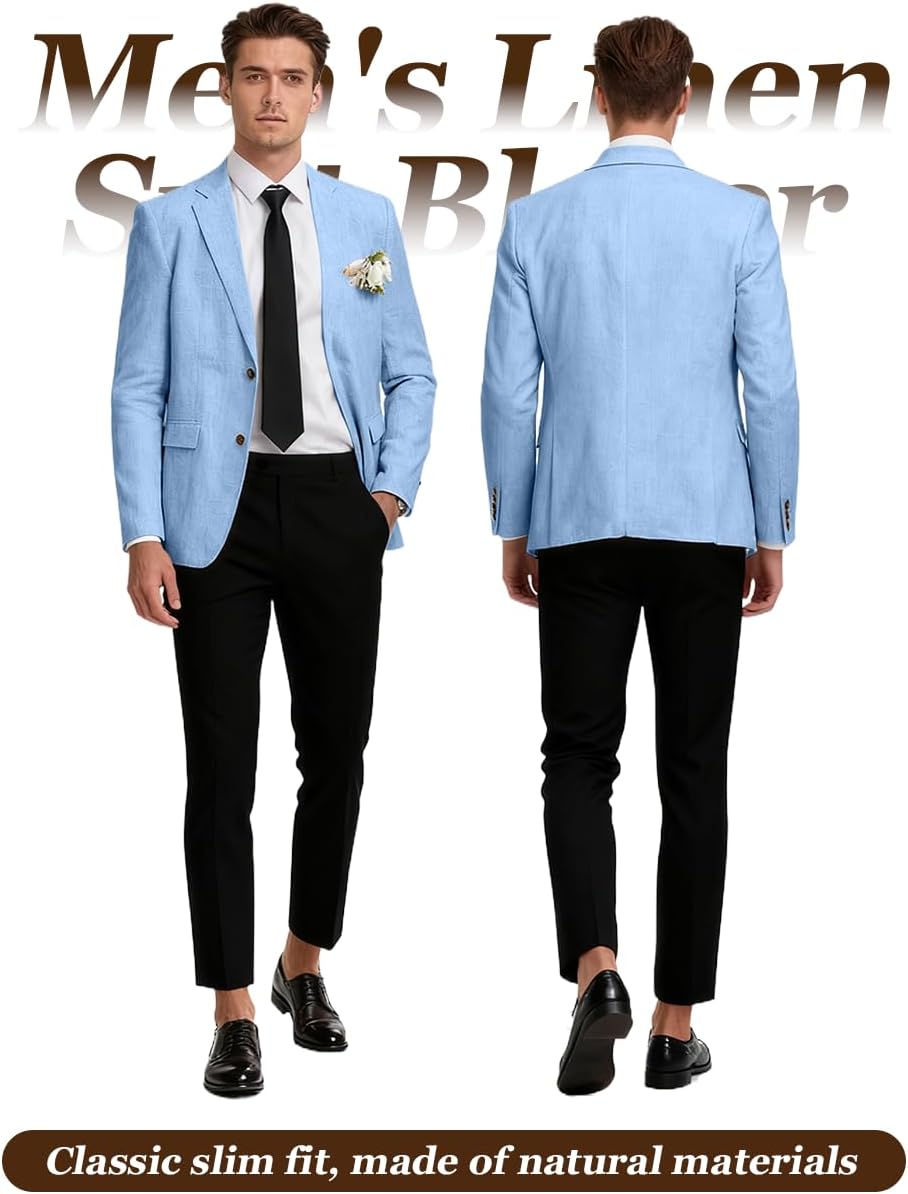 Linen Mens Suit Jacket Retro Blazer Casual Slim Fit Blazers Tux Jackets Wedding Prom Suit Separates Linen Sport Coat for Men - Image 4
