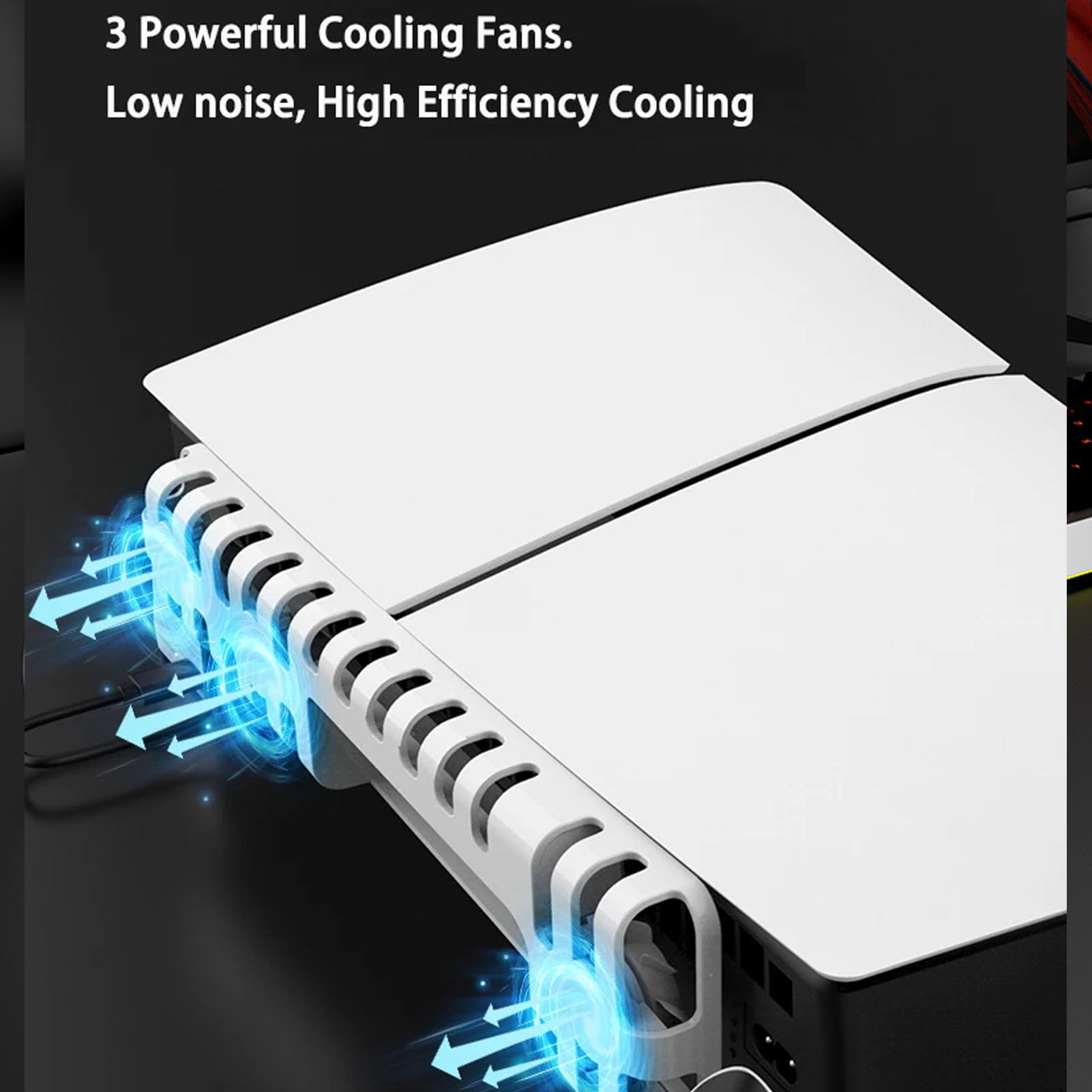 Zunate Ventilador de Soporte de Refrigeración para Consola con Cargador Rápido, Luz RGB, 3 Velocidades Ajustables para Controladores Digitales Delgados