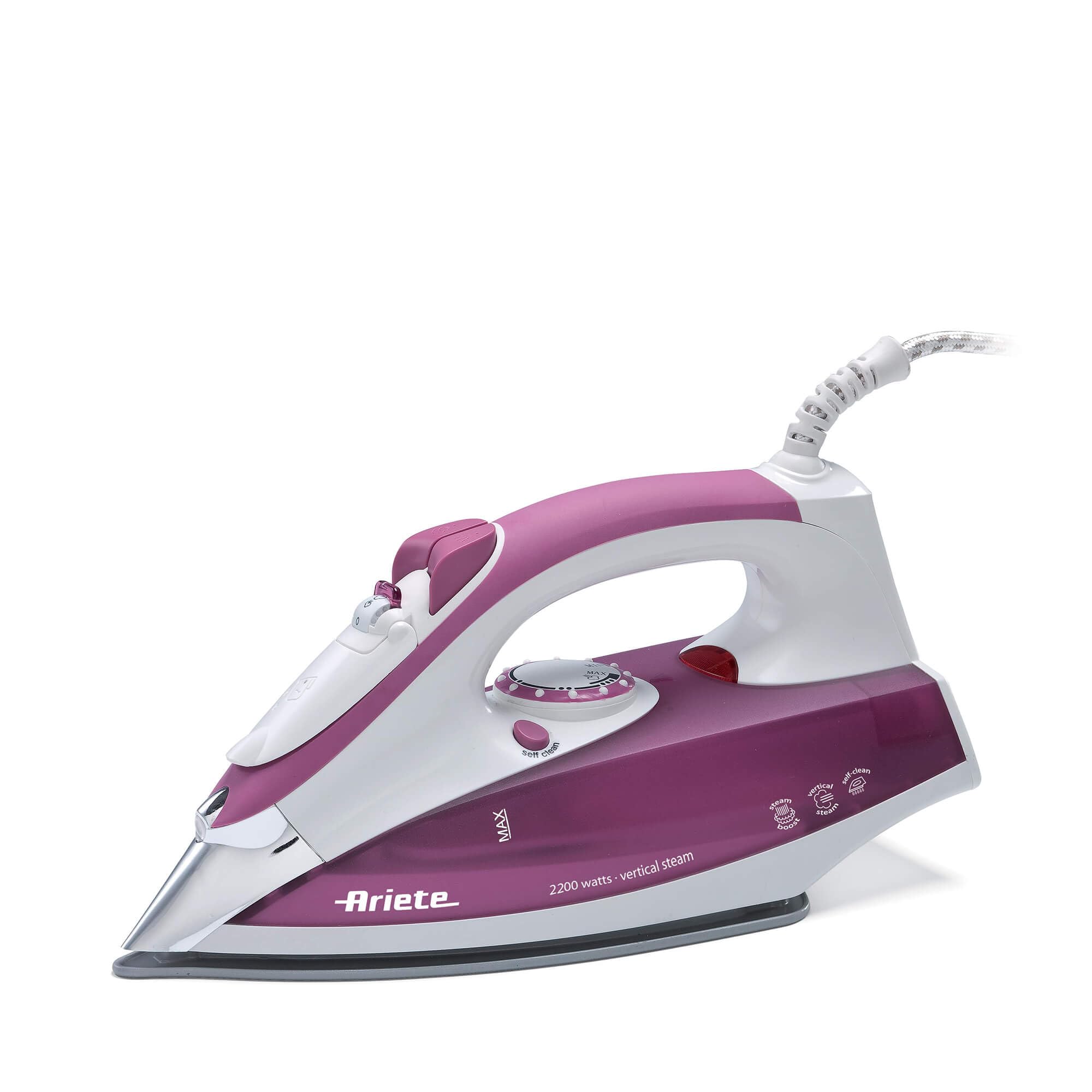 Ariete Steam Iron 2200 W, Ceramic Plate, White/Purple, 6215/1