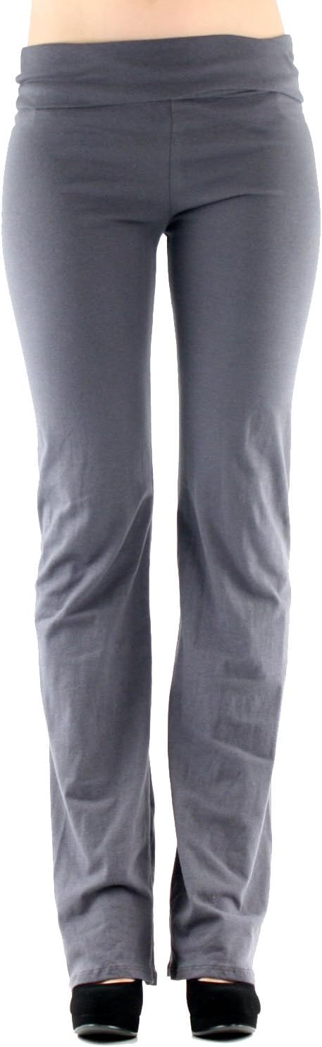 West Blvd Womens Gym Solid Casual Basic Fold Over Lounge Yoga Pants