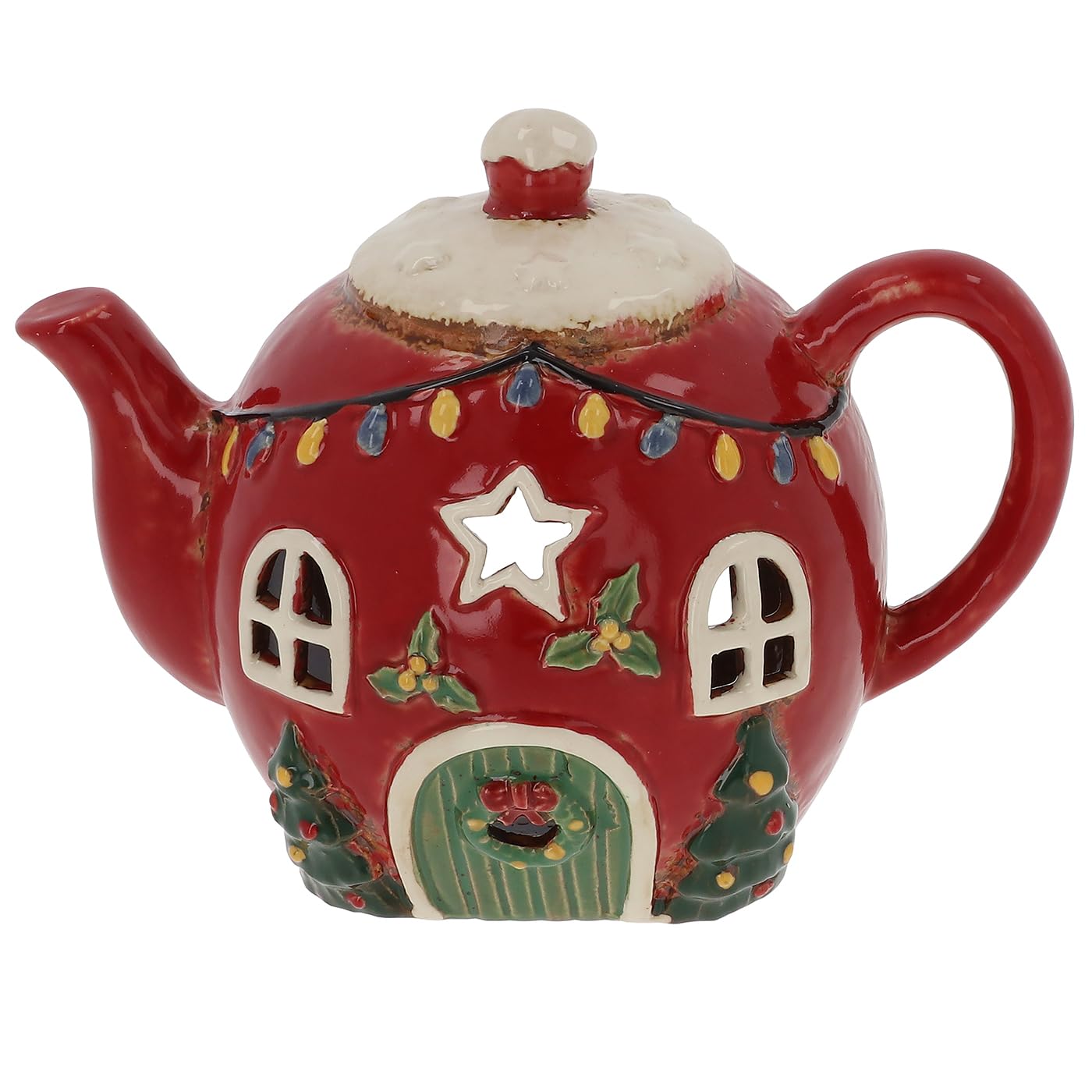 Shudehill Giftware Village Pottery - Portavelas de cerámica, decoración festiva