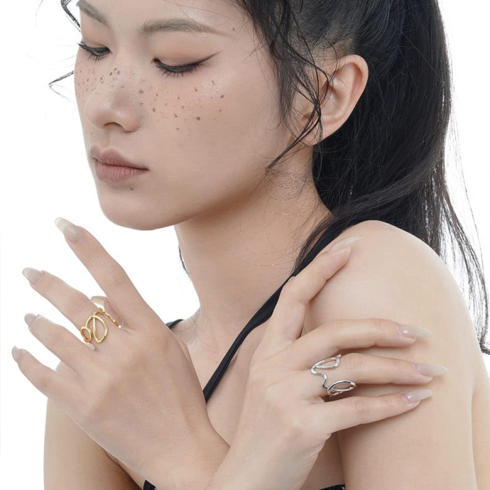 Anello In Argento Sterling 925,Anelli Regolabili Per Le Donne Linea Rotonda 925 Anelli Di Eternità Scavati Geometrici In Argento Sterling Anelli Di Fidanzamento Di Nozze Placcati In Oro Anelli Di P