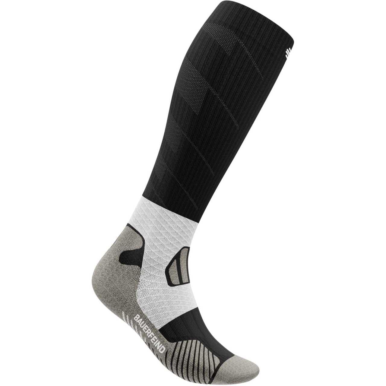 BAUERFEIND Skarpety do biegania w terenie "Trail Run Compression Socks", męskie skarpety sportowe z kompresją, stabilność w stawie skokowym, 1 para, carbon czarny, 38